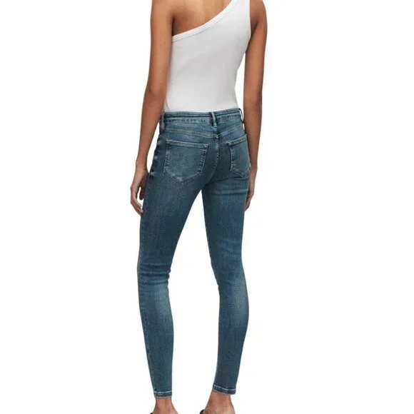 ALLSAINTS Miller Mid-Rise Size Me Skinny Jeans | Hunter Blue | Size Small - Picture 2 of 6